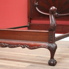 Load image into Gallery viewer, x SOLD Antique English Double Bed, Mahogany Flame Mahogany Double Bed, Head, Foot, Rail B11162