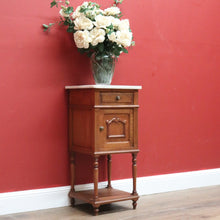 Load image into Gallery viewer, x SOLD Antique Bedside Cabinet, French Oak and Marble Lamp Table, Bedside Table B10908