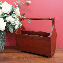 Load image into Gallery viewer, x SOLD Australian Cedar Magazine Holder, 2 Section Book Holder with Turned Handle B10668