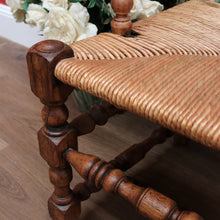 Load image into Gallery viewer, x SOLD Antique French Oak and Rush Seat Hall Chair Armchair, Fleur de Lis Desk Chair B10665