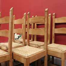 Load image into Gallery viewer, x SOLD Set of 6 French Chairs, 6 Antique Oak and Rush Seat Dining Chairs Kitchen Chairs B10936