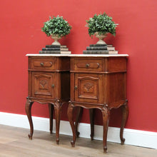 Load image into Gallery viewer, X SOLD Pair of Antique French Bedside Tables, Bedside Cabinets, Lamp Side Tables Marble B10653