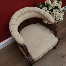 Load image into Gallery viewer, x SOLD Antique English Tub Chair, Parlour Chair, Armchair, Walnut Fabric Ladies Chair B10789