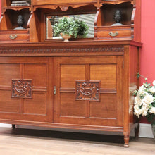 Load image into Gallery viewer, x SOLD Antique English Oak Bookcase or Display Cabinet, China Cabinet. Leather, Key B11278