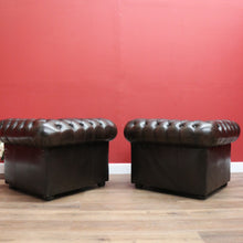 Load image into Gallery viewer, x SOLD Vintage Button Back Chesterfield Arm Chairs, Chairs Deep Chestnut Brown Lounge B11207