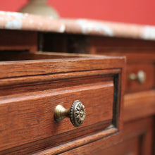 Load image into Gallery viewer, x SOLD Pair of Antique French Bedside Tables, Oak and Marble Top Lamp or Side Tables B11139