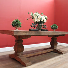 Load image into Gallery viewer, x SOLD Vintage French Style Country Dining Table, Slab Top Table, with large Pedestals B11239