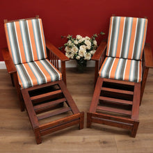 Load image into Gallery viewer, x SOLD Pair of Vintage Oak Recliner Outdoor Indoor Armchairs B10708