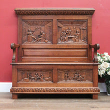 Load image into Gallery viewer, Antique Hall Settle, Bench Set Hall Chair, French Tavern Scene Hall Seat B10858