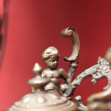 Load image into Gallery viewer, x SOLD Antique French Inkwell, Antique Brass and Glass Office Desk Ink Well, Cupids B10745