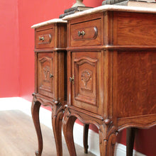 Load image into Gallery viewer, X SOLD Pair of Antique French Bedside Tables, Bedside Cabinets, Lamp Side Tables Marble B10653