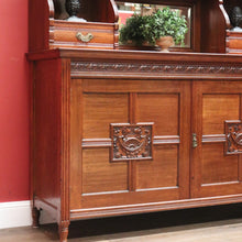 Load image into Gallery viewer, x SOLD Antique English Oak Bookcase or Display Cabinet, China Cabinet. Leather, Key B11278