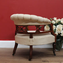 Load image into Gallery viewer, x SOLD Antique English Tub Chair, Parlour Chair, Armchair, Walnut Fabric Ladies Chair B10789