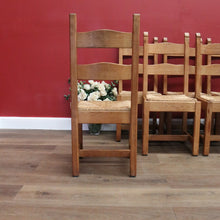 Load image into Gallery viewer, x SOLD Set of 6 French Chairs, 6 Antique Oak and Rush Seat Dining Chairs Kitchen Chairs B10936
