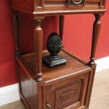Load image into Gallery viewer, x SOLD Antique Bedside Table, French Bedside Cabinet, Lamp or Side Table. Oak, Marble B10889