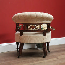 Load image into Gallery viewer, x SOLD Antique English Tub Chair, Parlour Chair, Armchair, Walnut Fabric Ladies Chair B10789