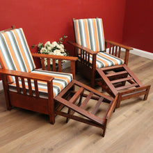 Load image into Gallery viewer, x SOLD Pair of Vintage Oak Recliner Outdoor Indoor Armchairs B10708