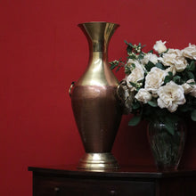 Load image into Gallery viewer, x SOLD Antique Copper and Brass Twin Handle Urn, Umbrella Walking Stick Holder Doorstop. B10132