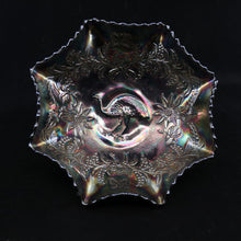 Load image into Gallery viewer, x SOLD Carnival Glass EMU, Black Amethyst Emu Bowl Australian Crown Crystal Master Bowl B11094