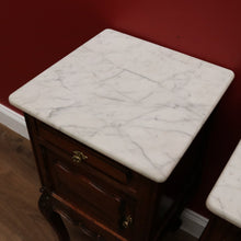 Load image into Gallery viewer, x SOLD Antique French Oak Bedside Cabinets, 2 French Oak and Marble Lamp Tables B10564