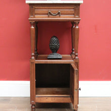 Load image into Gallery viewer, x SOLD Antique Bedside Table, French Bedside Cabinet, Lamp or Side Table. Oak, Marble B10889