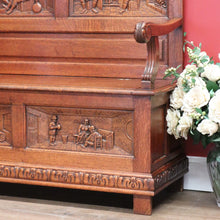 Load image into Gallery viewer, x SOLD Antique Hall Settle, Bench Set Hall Chair, French Tavern Scene Hall Seat B10858
