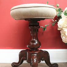 Load image into Gallery viewer, x SOLD Antique Australian Cedar Piano Stool, Cedar Tapestry Swivel Dressing Table Chair B11102