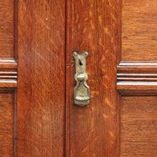 Load image into Gallery viewer, x SOLD Antique English Oak Bookcase or Display Cabinet, China Cabinet. Leather, Key B11278