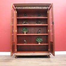 Load image into Gallery viewer, x SOLD Antique Italian Bookcase, Two Door Glass and Rosewood China Cabinet Display Case. B11280