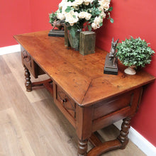 Load image into Gallery viewer, x SOLD Antique French Brittany Cherrywood 2 Drawers Office Writing Desk Hall Foyer Table with Stretcher Base B10724