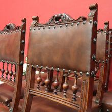 Load image into Gallery viewer, x SOLD Set of 8 Antique French Dining Chairs, Kitchen Chairs with Brass Studs to Seats. B10281
