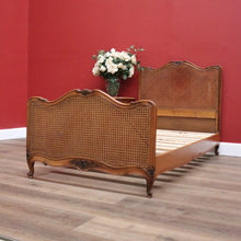 Load image into Gallery viewer, x SOLD Antique French Single Bed, Oak and Cane Bed. Bedhead, Foot, Side Rails Slats 1/3. B11264