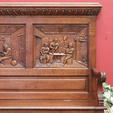 Load image into Gallery viewer, x SOLD Antique Hall Settle, Bench Set Hall Chair, French Tavern Scene Hall Seat B10858