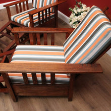 Load image into Gallery viewer, x SOLD Pair of Vintage Oak Recliner Outdoor Indoor Armchairs B10708