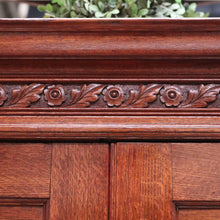 Load image into Gallery viewer, x SOLD Antique English Oak Bookcase or Display Cabinet, China Cabinet. Leather, Key B11278