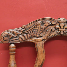 Load image into Gallery viewer, x SOLD Antique French Oak and Rush Seat Hall Chair Armchair, Fleur de Lis Desk Chair B10665