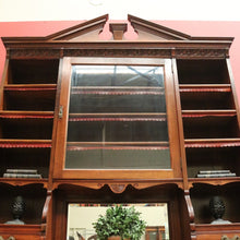 Load image into Gallery viewer, x SOLD Antique English Oak Bookcase or Display Cabinet, China Cabinet. Leather, Key B11278