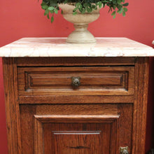 Load image into Gallery viewer, x SOLD Pair of Antique French Oak and Marble Top Bedside Cabinet, Bedsides Lamp Tables. B11216