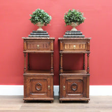 Load image into Gallery viewer, Pair of Antique French Bedside Cabinets, Lamp Tables with Tier Storage B10573