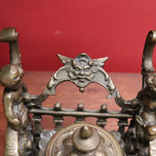 Load image into Gallery viewer, x SOLD Antique French Inkwell, Antique Brass and Glass Office Desk Ink Well, Cupids B10745