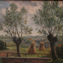 Load image into Gallery viewer, x SOLD Antique Dutch Framed Oil on Canvas, Country Farmhouse Scene, Country Cottage. B11185