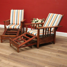 Load image into Gallery viewer, x SOLD Pair of Vintage Oak Recliner Outdoor Indoor Armchairs B10708