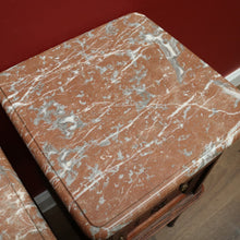 Load image into Gallery viewer, x SOLD Pair of Antique French Bedside Tables, Oak and Marble Top Lamp or Side Tables B11139