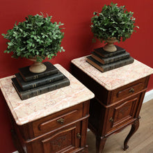 Load image into Gallery viewer, X SOLD Pair of Antique French Bedside Tables, Bedside Cabinets, Lamp Side Tables Marble B10653