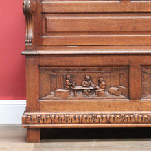 Load image into Gallery viewer, x SOLD Antique Hall Settle, Bench Set Hall Chair, French Tavern Scene Hall Seat B10858