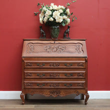 Load image into Gallery viewer, Vintage French Oak Writing Bureau, Office Desk, Desk with Drawers Below c1940 B10961