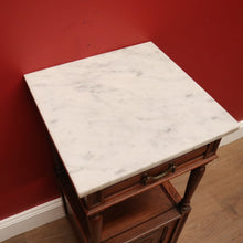 Load image into Gallery viewer, x SOLD Antique Bedside Table, French Bedside Cabinet, Lamp or Side Table. Oak, Marble B10889