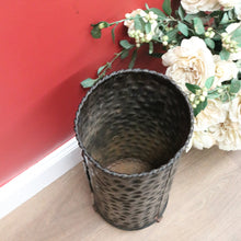 Load image into Gallery viewer, x SOLD Vintage French Umbrella Holder, Umbrella Stand, Black Tin Walking Stick Cane Bin B10813