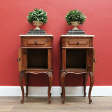 Load image into Gallery viewer, X SOLD Pair of Antique French Bedside Tables, Bedside Cabinets, Lamp Side Tables Marble B10653