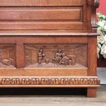 Load image into Gallery viewer, x SOLD Antique Hall Settle, Bench Set Hall Chair, French Tavern Scene Hall Seat B10858